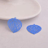 50pcs Brass Metal Leaves Prints Charms Jewelry Accessories