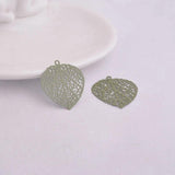 50pcs Brass Metal Leaves Prints Charms Jewelry Accessories