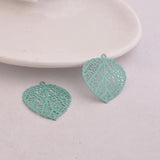 50pcs Brass Metal Leaves Prints Charms Jewelry Accessories
