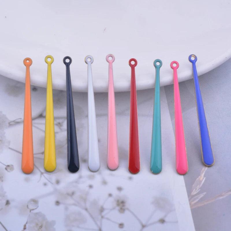 30pcs 4*38mm Colorful Baseball Charms Orange Red Enamelled Pendant DIY Jewelry