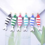 20pcs Copper Fish Charms Two-sided Enamel Pendant DIY Jewelry Making