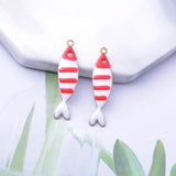 20pcs Copper Fish Charms Two-sided Enamel Pendant DIY Jewelry Making