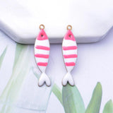 20pcs Copper Fish Charms Two-sided Enamel Pendant DIY Jewelry Making