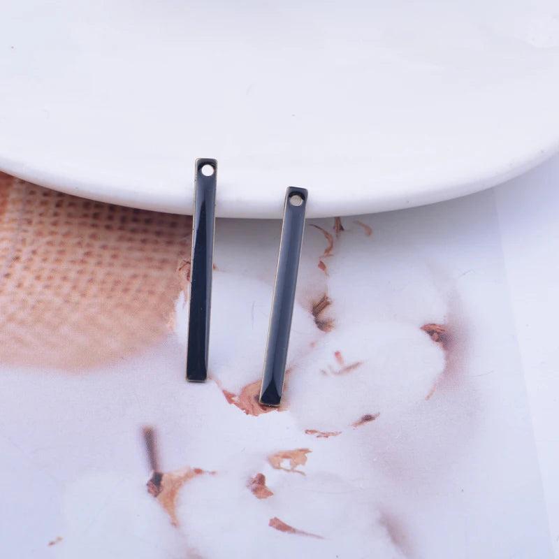 30pcs 3*30mm Copper Enamel Rectangle Charms for Earrings