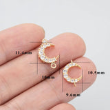 Moon Shape Charm 18k Rhodium Plated Zircon DIY Pendants