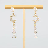 Moon Shape Charm 18k Rhodium Plated Zircon DIY Pendants
