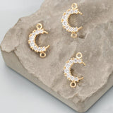Moon Shape Charm 18k Rhodium Plated Zircon DIY Pendants
