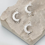 Moon Shape Charm 18k Rhodium Plated Zircon DIY Pendants