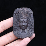 Buddha Statue Ebony Jewelry Amulet Pendant Wood Carving Lucky Amulet