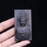 Buddha Statue Ebony Jewelry Amulet Pendant Wood Carving Lucky Amulet