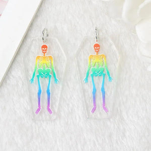 10Pcs LGBT Rainbow Charms Acrylic Skull Coffin Jewelry Findings