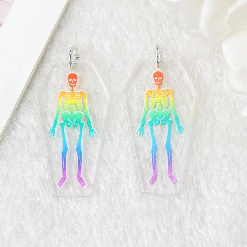 10Pcs LGBT Rainbow Charms Acrylic Skull Coffin Jewelry Findings