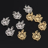 5pcs Stainless Steel Tiger Charms for DIY Jewelry Making Animal Geometry