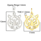 5pcs Stainless Steel Tiger Charms for DIY Jewelry Making Animal Geometry