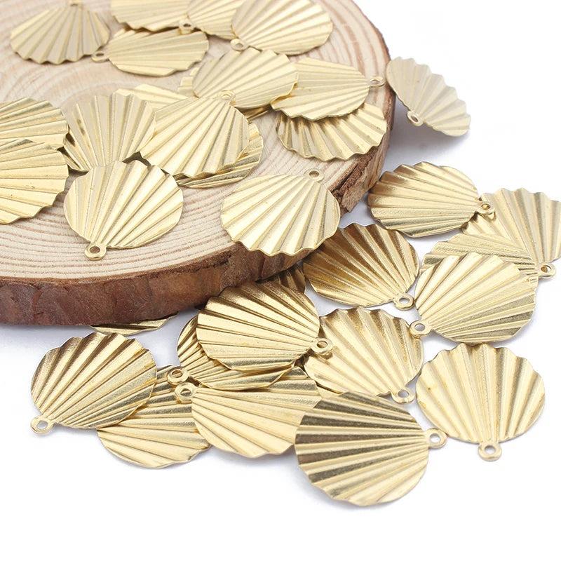 20pcs Round Shell Brass Charms for Earrings Jewelry DIY