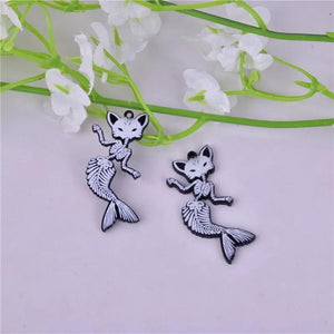 10pcs Mermaid Cat Animal Skull Fish Arcylic Charms for DIY Jewelry