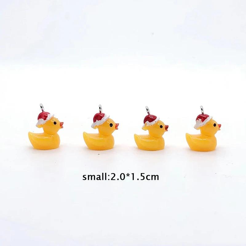 10pcs Christmas Duck Resin Charms Earring Keychain Pendant Accessory DIY Crafts
