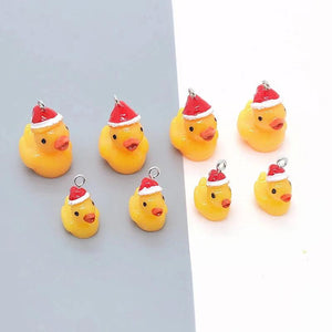 10pcs Christmas Duck Resin Charms Earring Keychain Pendant Accessory DIY Crafts