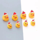 10pcs Christmas Duck Resin Charms Earring Keychain Pendant Accessory DIY Crafts