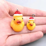 10pcs Christmas Duck Resin Charms Earring Keychain Pendant Accessory DIY Crafts