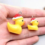 10pcs Christmas Duck Resin Charms Earring Keychain Pendant Accessory DIY Crafts