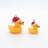 10pcs Christmas Duck Resin Charms Earring Keychain Pendant Accessory DIY Crafts