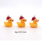 10pcs Christmas Duck Resin Charms Earring Keychain Pendant Accessory DIY Crafts