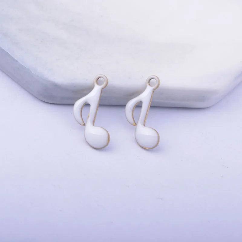 30pcs 15*9mm Copper Enamel Musical Note Charms for DIY Jewelry Making