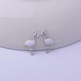 30pcs Enamelled Flamingo Charms Small Bird Pendants Copper Jewelry