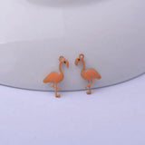 30pcs Enamelled Flamingo Charms Small Bird Pendants Copper Jewelry