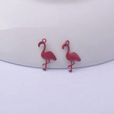 30pcs Enamelled Flamingo Charms Small Bird Pendants Copper Jewelry