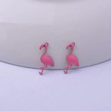 30pcs Enamelled Flamingo Charms Small Bird Pendants Copper Jewelry