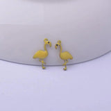 30pcs Enamelled Flamingo Charms Small Bird Pendants Copper Jewelry