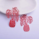 30pcs Green Monstera Leaf Charms Earring Pendant 33*48mm