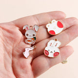 10pcs Mix Enamel Bunny Rabbit Charms for DIY Jewelry Making