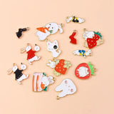 10pcs Mix Enamel Bunny Rabbit Charms for DIY Jewelry Making