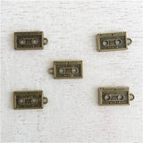 8 Antique Bronze Tape Cassette Charms Music Pendants 12x23mm