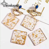 10pcs Foil Resin Water Drop Square Earrings Findings Charms Ear Clip Hooks