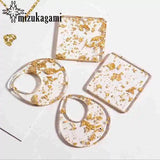 10pcs Foil Resin Water Drop Square Earrings Findings Charms Ear Clip Hooks