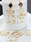 10pcs Foil Resin Water Drop Square Earrings Findings Charms Ear Clip Hooks
