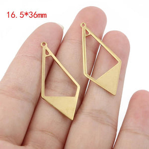 10pcs Brass Geometric Frame Earrings Charms Pendant 46*23mm