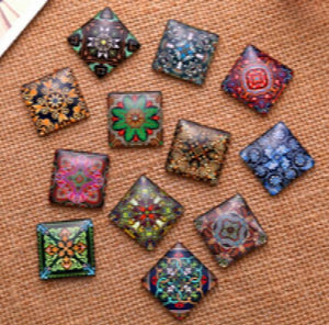 10mm-25mm Square Cabochons Glass Flat Back Jewelry Making Pendant Settings