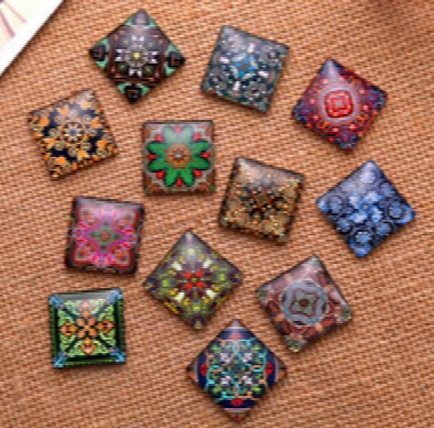 10mm-25mm Square Cabochons Glass Flat Back Jewelry Making Pendant Settings