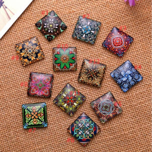 10mm-25mm Square Cabochons Glass Flat Back Jewelry Making Pendant Settings