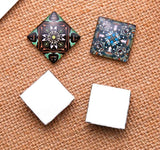 10mm-25mm Square Cabochons Glass Flat Back Jewelry Making Pendant Settings