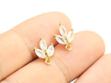 6pcs CZ Leaves Stud Earrings, Real Plated, Leaf Earrings post