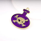 10pcs Halloween Skeleton Skull Poison Bottle Charms DIY Jewelry Making
