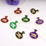 10pcs Halloween Skeleton Skull Poison Bottle Charms DIY Jewelry Making