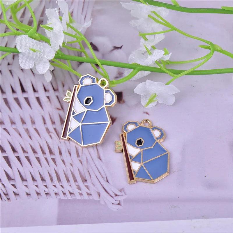 10pcs Koala Panda Rabbit Fox Enamel Charm DIY Jewelry Making Findings