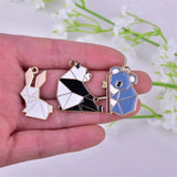 10pcs Koala Panda Rabbit Fox Enamel Charm DIY Jewelry Making Findings